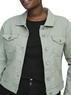 Blouson en coton biologique vert uni avec une coupe ajustée