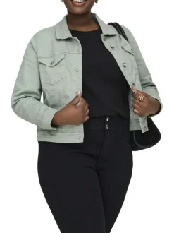 Blouson en coton biologique vert uni avec une coupe ajustée