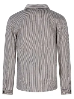Blouson en coton blanc à rayures dotée d'une coupe droite et d'un col chemise