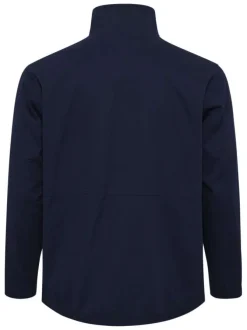 Blouson en coton bleu marine uni à col montant avec des poches à rabat