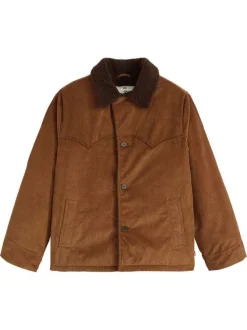Blouson en coton camel pourvu d'un toucher doux effet velours
