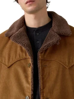 Blouson en coton camel pourvu d'un toucher doux effet velours