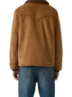 Blouson en coton camel pourvu d'un toucher doux effet velours