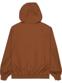 Blouson en coton camel uni avec une coupe droite et une capuche