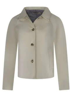 Blouson en coton écru uni avec un col chemise et une coupe droite