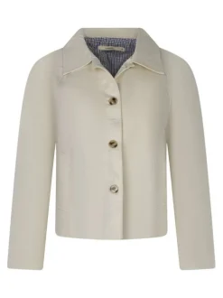 Blouson en coton écru uni pourvu d'une coupe droite et des manches longues