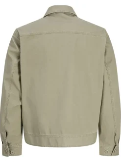 Blouson en coton kaki à coupe ajustée pourvu d'un col chemise