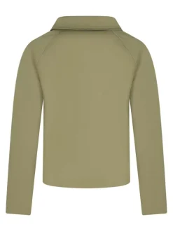 Blouson en coton kaki uni à manches longues avec un col chemise