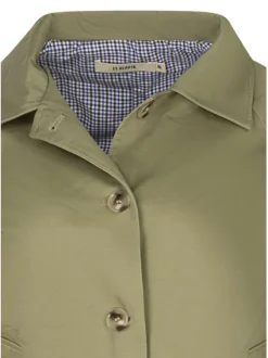 Blouson en coton kaki uni à manches longues avec un col chemise