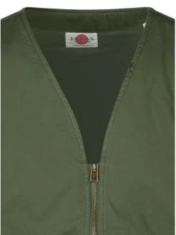 Blouson en coton kaki uni sans manches avec une coupe droite