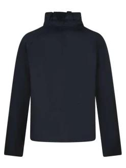 Blouson en coton marine uni pourvu d'une coupe droite et des manches longues