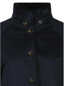 Blouson en coton marine uni pourvu d'une coupe droite et des manches longues