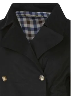 Blouson en coton noir uni avec une coupe droite et un col à revers