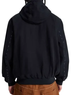 Blouson en coton noir uni avec une coupe droite et une capuche
