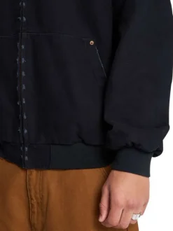 Blouson en coton noir uni avec une coupe droite et une capuche