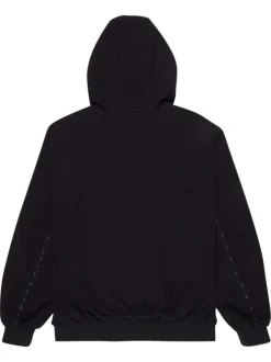 Blouson en coton noir uni avec une coupe droite et une capuche