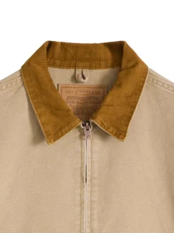 Blouson en coton sable uni avec une coupe droite et un col chemise