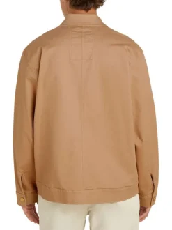 Blouson en coton sable uni avec une coupe droite et un col français