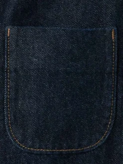 Blouson en jean en coton indigo uni avec une coupe droite et un col à revers