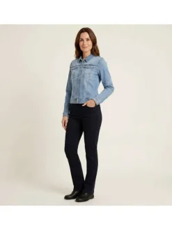 Blouson en jean en coton mélangé stone uni avec une coupe droite
