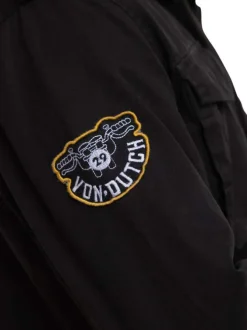 Blouson en jean en coton noir uni à coupe droite avec capuche