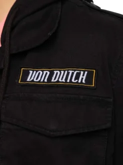 Blouson en jean en coton noir uni à coupe droite avec capuche