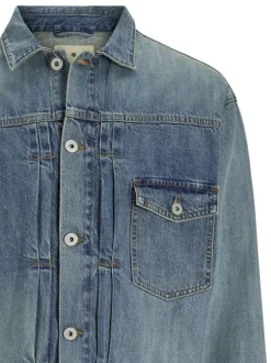 Blouson en Jean Kevin Jjjacket Sq 963 en coton indigo délavé à coupe regular