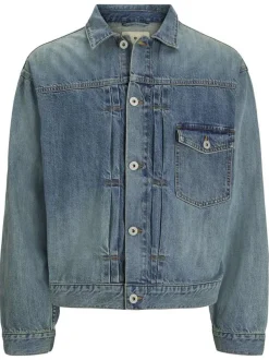 Blouson en Jean Kevin Jjjacket Sq 963 en coton indigo délavé à coupe regular