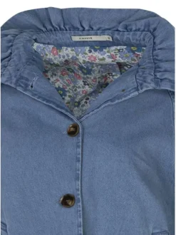 Blouson en jean à manches longues en coton stone uni avec une coupe droite
