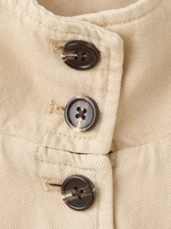 Blouson en lin écru uni pourvu d'une coupe droite et d'un col montant