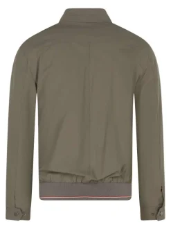 Blouson kaki uni avec une coupe droite, un col montant et 3 poches zippées