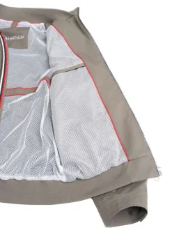 Blouson kaki uni avec une coupe droite un col montant et une fermeture zippée