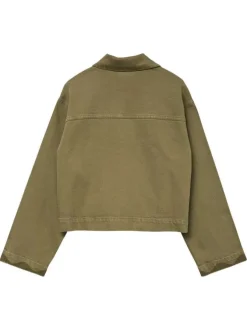 Blouson kaki uni pourvu d'un col à rabats et de manches longues