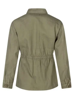 Blouson kaki uni pourvu d'une coupe droite et d'un col chemise
