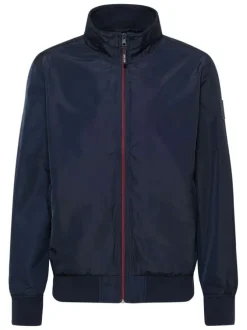 Blouson Limon marine uni en nylon avec coupe droite et col montant zippé
