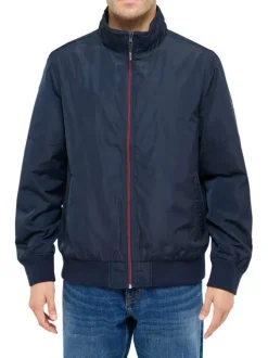 Blouson Limon marine uni en nylon avec coupe droite et col montant zippé