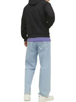 Blouson à manches longues noir uni avec une coupe droite et un col à capuche