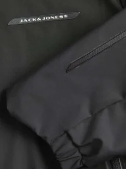 Blouson manches longues noir uni à coupe droite avec col à capuche et 2 poches