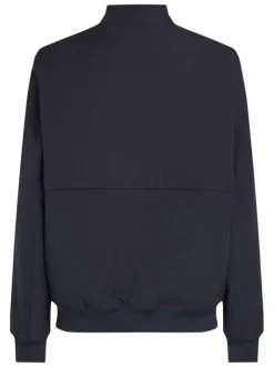 Blouson marine à coupe ajustée pourvu d'un col boutonné et de manches longues