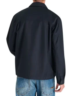 Blouson marine à coupe ajustée pourvu d'une fermeture zippée