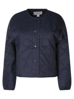 Blouson marine à coupe droite pourvu d'un col rond et de manches longues