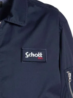Blouson marine à coupe droite pourvu d'une fermeture zippée et d'un col à revers
