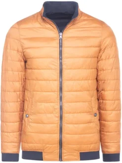 Blouson marine et orange réversible coupe droite col camionneur