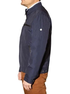 Blouson marine uni avec 2 poches latérales et 2 poches plaquées poitrine
