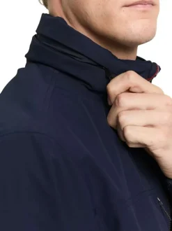 Blouson marine uni avec une coupe droite et des poches zippées à l’avant