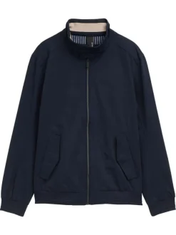 Blouson marine uni avec une coupe droite et deux poches raglan à l’avant