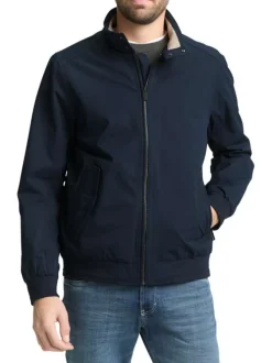 Blouson marine uni avec une coupe droite et deux poches raglan à l’avant