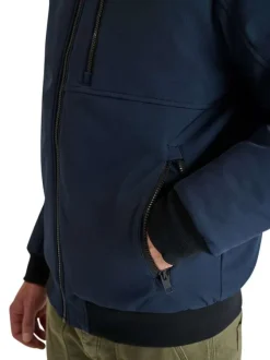 Blouson marine uni avec une coupe droite et un col à capuche