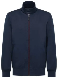 Blouson marine uni avec une coupe droite et un col montant à zip