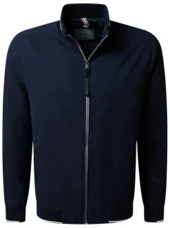 Blouson marine uni avec une coupe droite et une fermeture zippée
